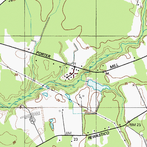 Topographic Map of Porter Mill Estates, MD