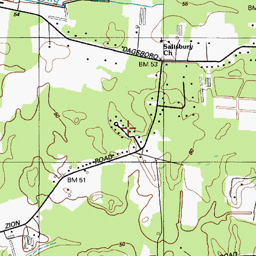 Topographic Map of Rosewood Forest, MD