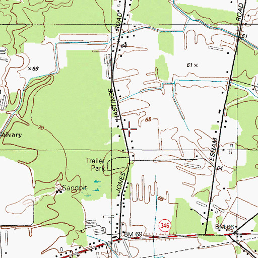 Topographic Map of Rush Acres, MD