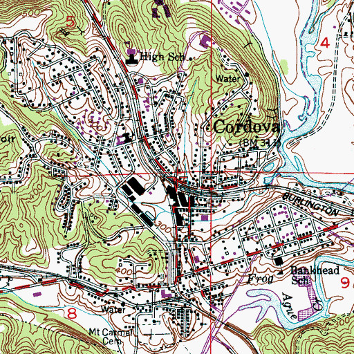 Topographic Map of Cordova Post Office, AL