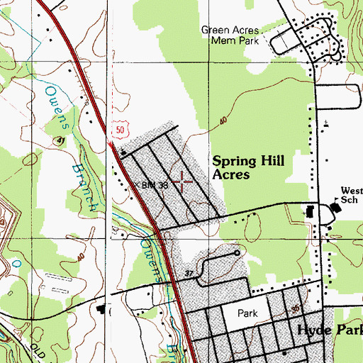 Topographic Map of Spring Hill Acres, MD