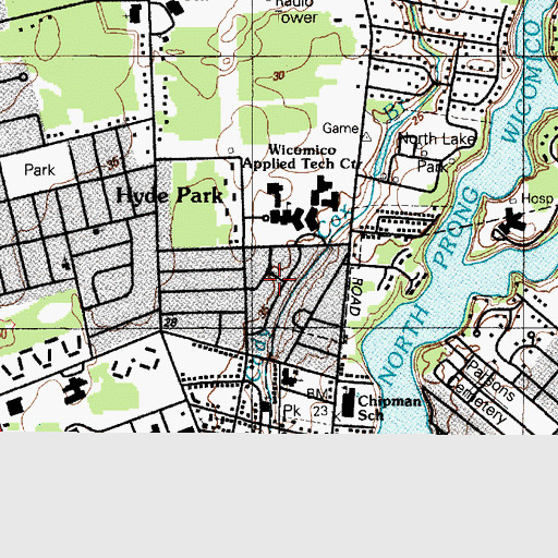 Topographic Map of Sunset Heights, MD