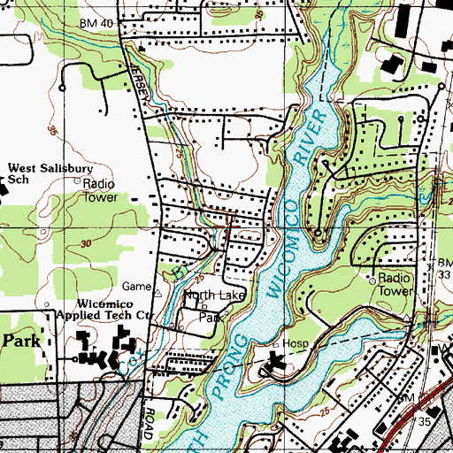 Topographic Map of Westlake, MD