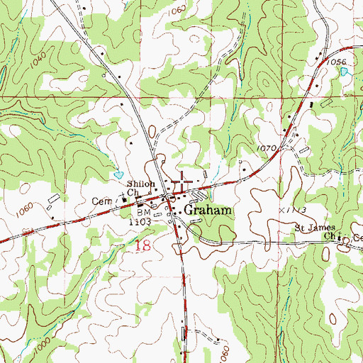 Topographic Map of Graham Post Office, AL