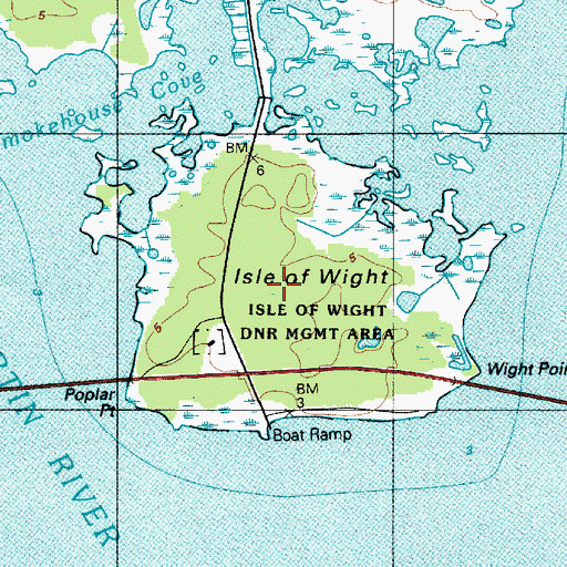 Topographic Map of Isle of Wight Natural Resources Management Area, MD