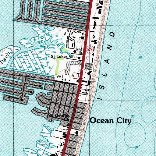 Topographic Map of Ocean Plaza Mall Shopping Center, MD