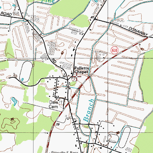 Topographic Map of Pulletts Chapel Cemetery, MD