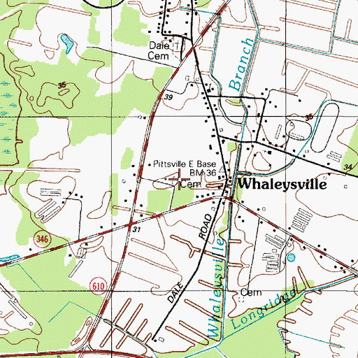 Topographic Map of Whaleyville Cemetery, MD