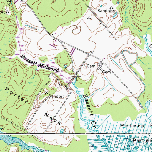 Topographic Map of Bassett Mill (historical), MD