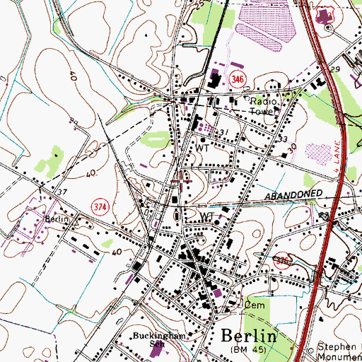 Topographic Map of Berlin Branch Library, MD