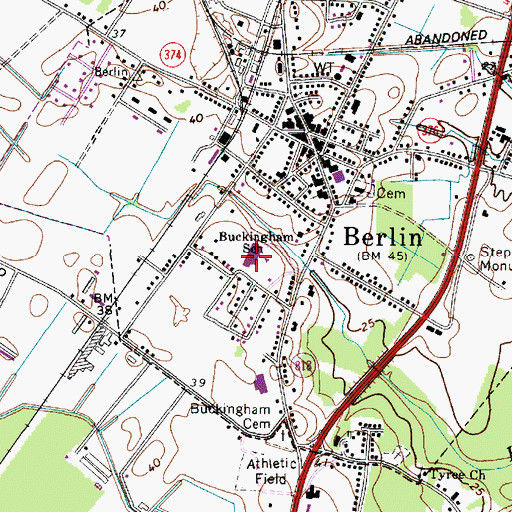 Topographic Map of Berlin High School (historical), MD