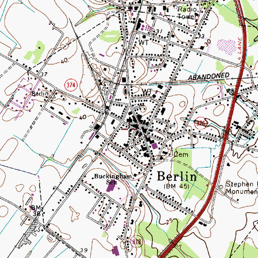 Topographic Map of Berlin Post Office, MD