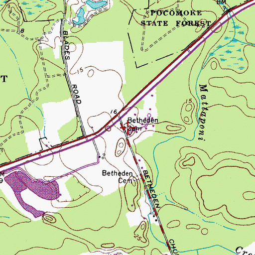 Topographic Map of Betheden Church (historical), MD