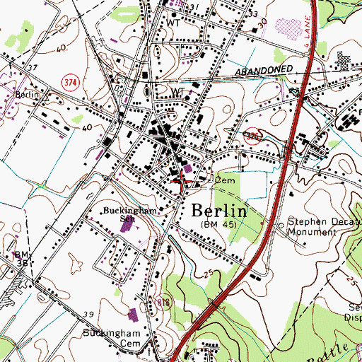 Topographic Map of Buckingham Presbyterian Church, MD