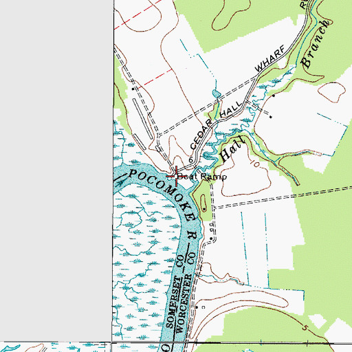Topographic Map of Cedar Hall Wharf, MD