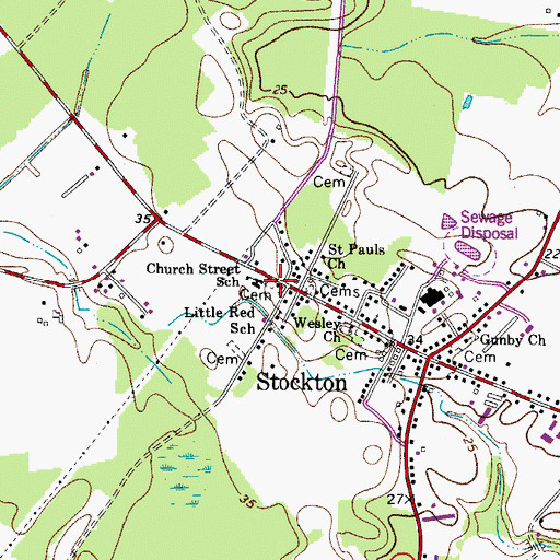 Topographic Map of Church Street Cemetery, MD