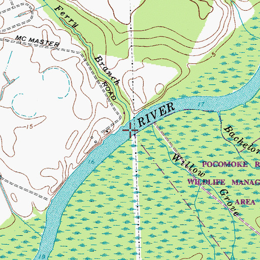 Topographic Map of Cottingham Ferry (historical), MD