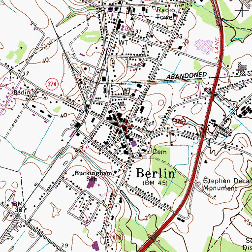 Topographic Map of First Baptist Church, MD