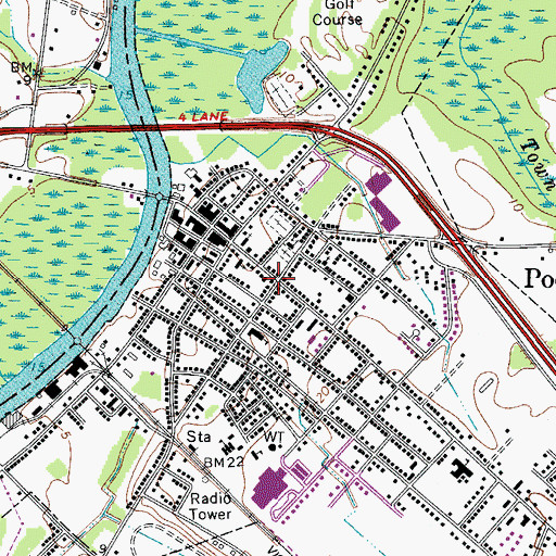 Topographic Map of First Baptist Church of Pocomoke City, MD