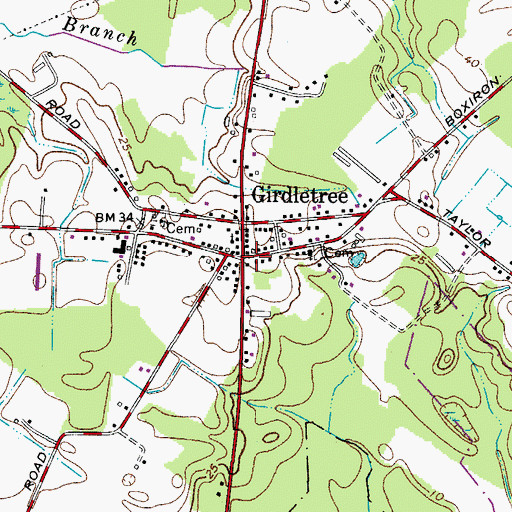 Topographic Map of Girdletree Post Office, MD
