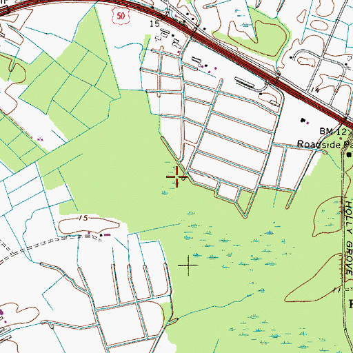Topographic Map of Hollygrove Swamp, MD