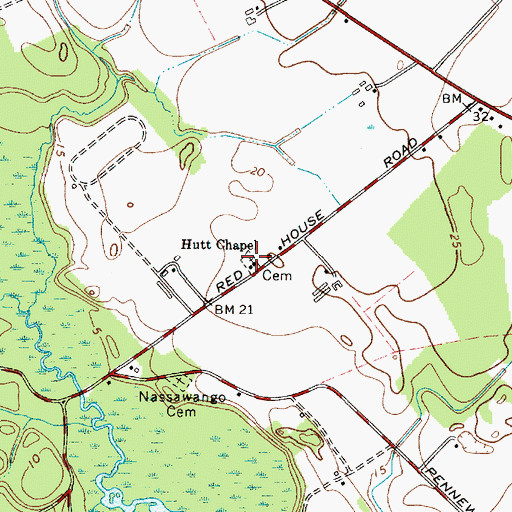 Topographic Map of Hutt Chapel Cemetery, MD