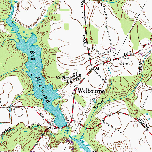 Topographic Map of Mount Hope Baptist Cemetery, MD