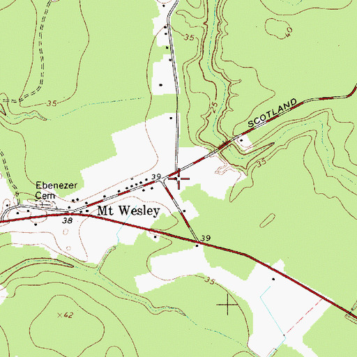 Topographic Map of Mount Wesley Methodist Church, MD