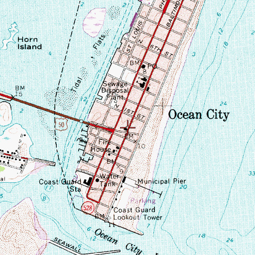 Topographic Map of Ocean City Baptist Church, MD