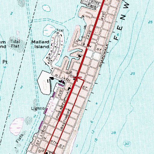 Topographic Map of Ocean City Branch Library, MD