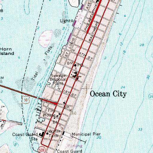 Topographic Map of Ocean City City Hall, MD