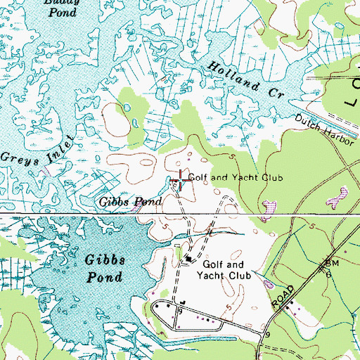 Topographic Map of Ocean City Golf and Yacht Club, MD