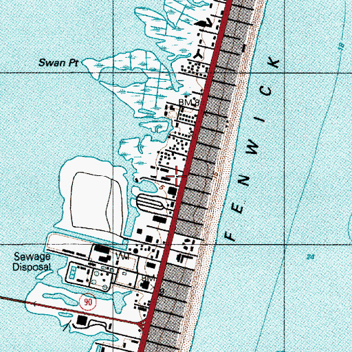 Topographic Map of Ocean City Post Office, MD