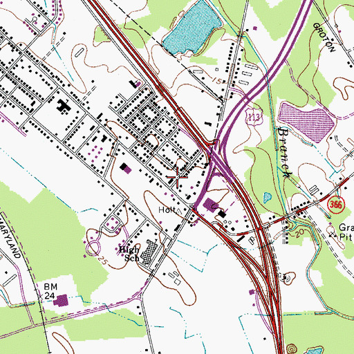 Topographic Map of Pocomoke Assembly of God Church, MD