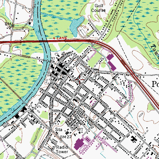 Topographic Map of Pocomoke City Branch Library, MD
