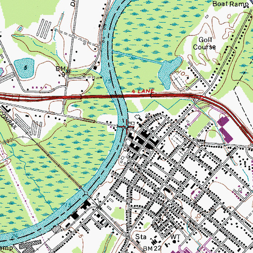 Topographic Map of Pocomoke City Bridge, MD
