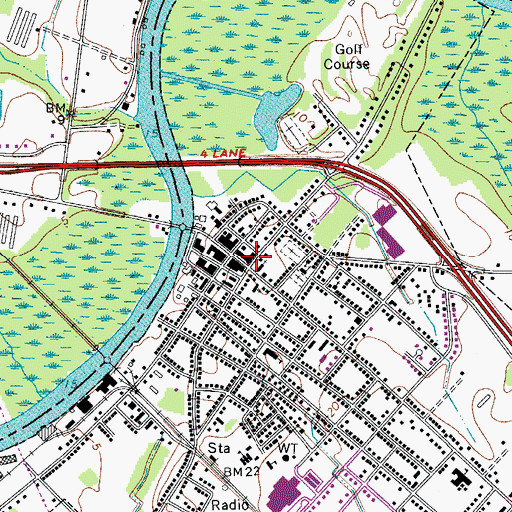 Topographic Map of Pocomoke City Hall, MD