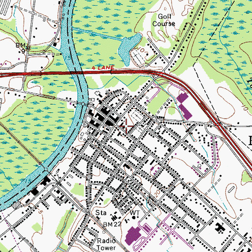 Topographic Map of Pocomoke City Post Office, MD