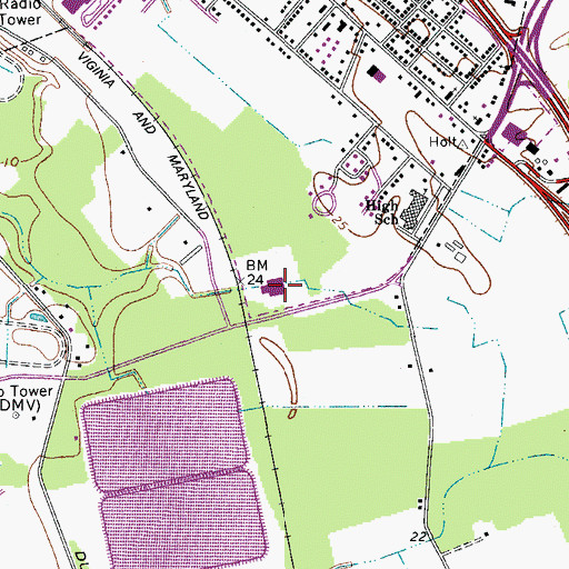 Topographic Map of Pocomoke Elementary School, MD