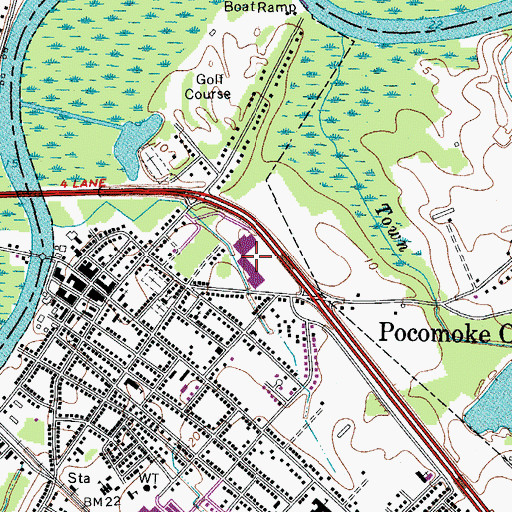 Topographic Map of Pocomoke Plaza Shopping Center, MD