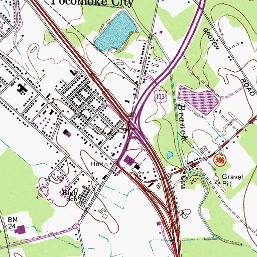 Topographic Map of Pocomoke Seventh Day Adventist Church, MD