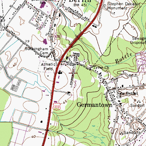 Topographic Map of Pomona Heights, MD