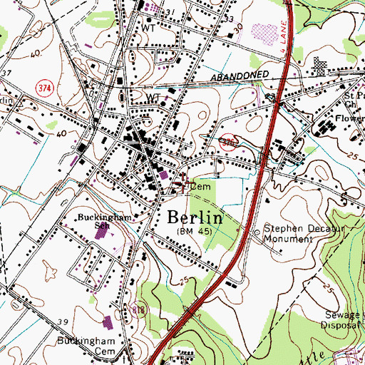 Topographic Map of Saint Pauls Episcopal Church, MD
