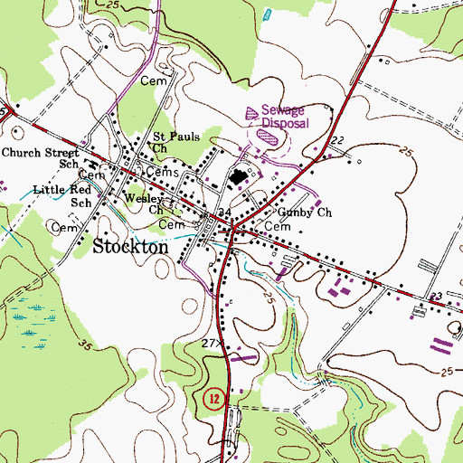 Topographic Map of Stockton Post Office, MD