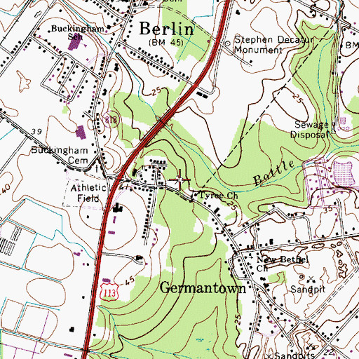 Topographic Map of Tyree Cemetery, MD