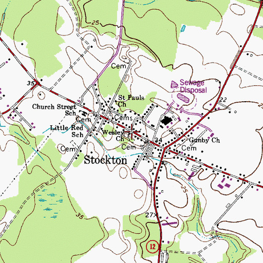 Topographic Map of Wesley Cemetery, MD