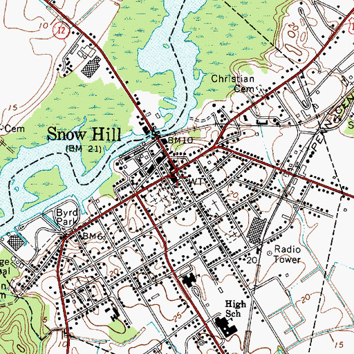 Topographic Map of Worcester County Courthouse, MD