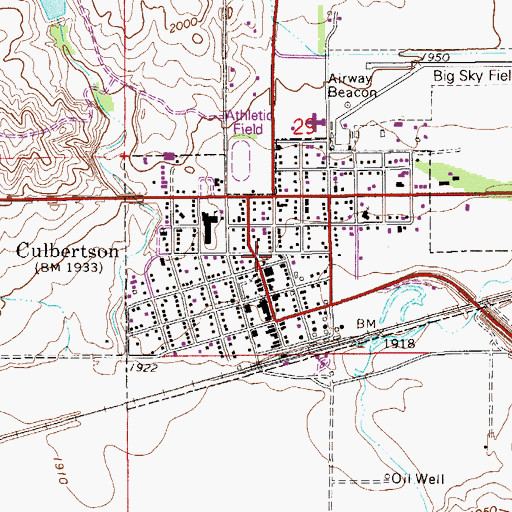 Topographic Map of Culbertson Volunteer Fire Department, MT