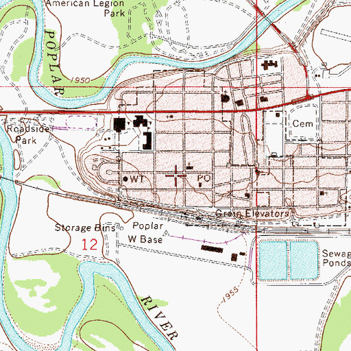 Topographic Map of Poplar Volunteer Fire Department, MT