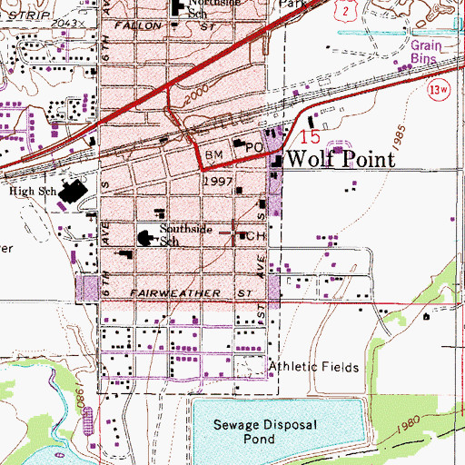 Topographic Map of Roosevelt County Sheriff's Office, MT